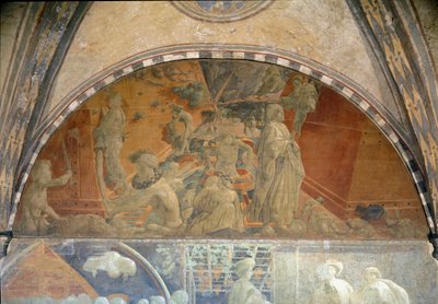 Život Noeho, potopa a odstranění vody - Freska od Paolo Uccello