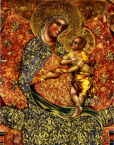 Madonna a dítě na trůnu se dvěma anděly od Paolo Veneziano