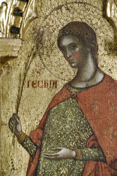 St Thecla, detail z roku 1630100 Polyptych Ukřižování se svatými od Paolo Veneziano
