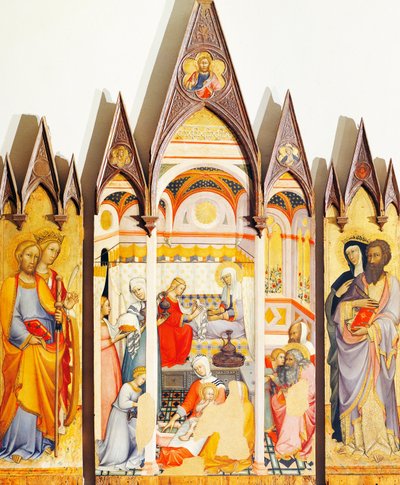 Oltářní obraz Narození Panny Marie od Paola di Giovanni Fei (asi 1345-asi 1411), tempera na dřevě od Paolo di Giovanni Fei