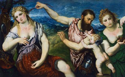 Alegorie s Marsem, Venuší, Florou a Amorem, kolem roku 1560 (olej na plátně) od Paris Bordone