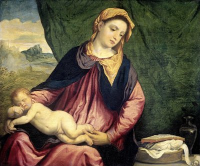 Madona se spícím dítětem, mezi 1540 a 1560 od Paris Bordone
