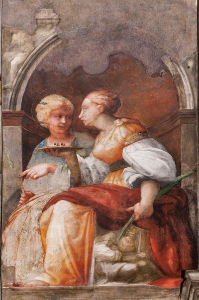 Svatá Lucie a sv. Apollonie, kolem 1523 (freska) od Parmigianino