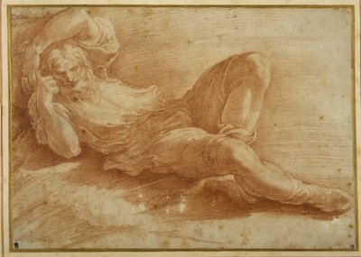 Vousatá postava, spící (červená křída na bílém papíře) od Parmigianino
