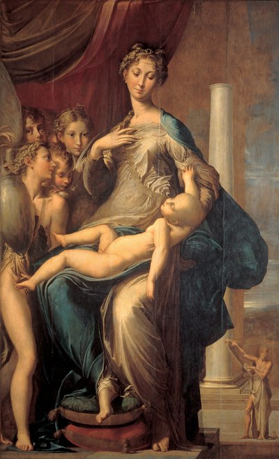 Madona s dlouhým krkem (Madona s dlouhým krkem), obraz Girolamo Fra Mazzola dit PARMIGIANINO od Parmigianino