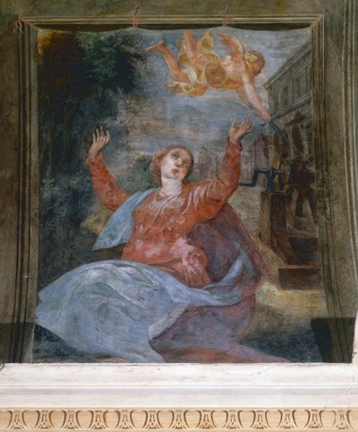 Svatá Agatha, od Parmigianina (1503-1540), freska, kostel San Giovanni Evangelista, Parma, Emilia-Romagna, Itálie od Parmigianino
