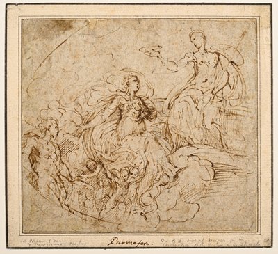 Studie korunovace Panny Marie pro Santa Maria della Steccata, Parma od Parmigianino