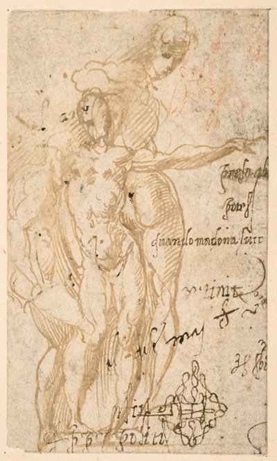 Studie tří nahých postav (recto) od Parmigianino