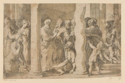 Svatí Petr a Jan uzdravují ochrnutého od Parmigianino (attributed to)