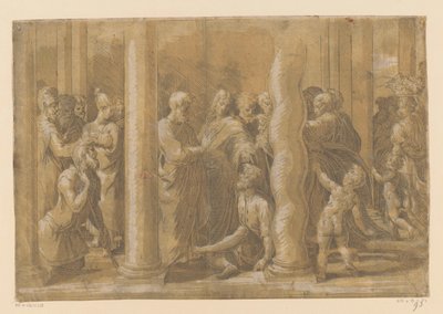 Svatí Petr a Jan uzdravují ochrnutého od Parmigianino (attributed to)