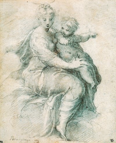 Madonna a dítě v oblacích, c1525. od Parmigianino