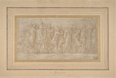 Římští nebo řečtí válečníci slaví po vítězství., 1503-40. od Parmigianino