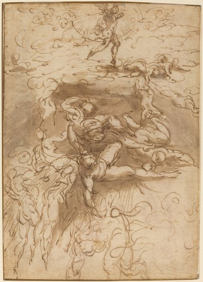 Pád rebelských andělů [recto] od Parmigianino