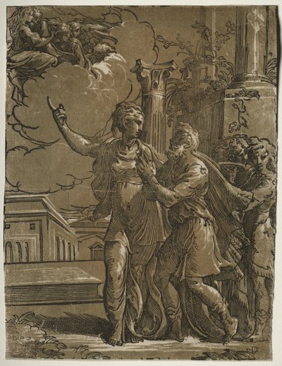 Tiburtine Sibyla a císař Augustus, c. 1527-153031. od Parmigianino