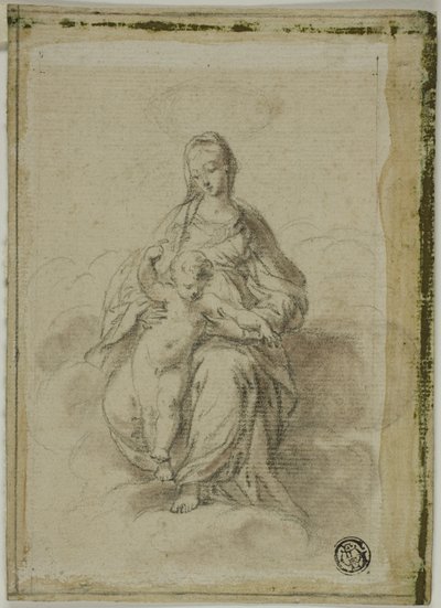 Panna s dítětem sedící na oblacích od Parmigianino