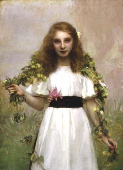 Portrét mladé dívky s květinami (olej na plátně) od Pascal Adolphe Jean Dagnan Bouveret