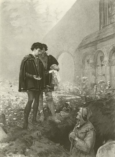 Hamlet a hrobař (hlubotisk) od Pascal Adolphe Jean Dagnan Bouveret