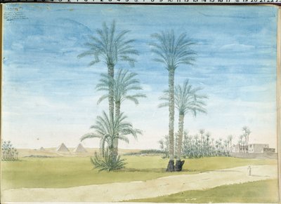 Egypt: „“ Pyramidy Gyze (Guizeh, Guiseh, Gíza) Kresba Pascala Coste (1787-1879) Muzeum středomořské archeologie, Marseille od Pascal Xavier (after) Coste