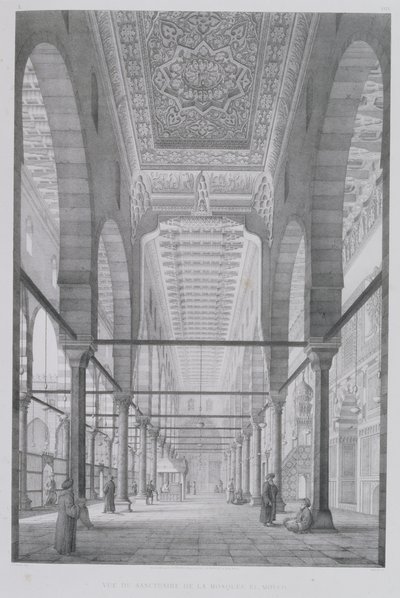 Pohled na svatyni mešity Moyed, deska 29 z knihy "Monuments and Buildings of Cairo", vyryl Auguste Hibon (1780-1857) 1829 od Pascal Xavier Coste