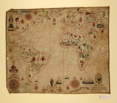 Portolánová mapa Atlantského oceánu a přilehlých kontinentů od Pascoal Roiz