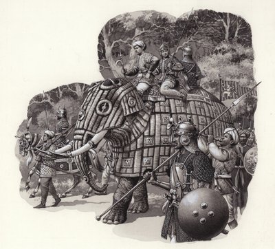 Gepanzerter chinesischer Armeeelefant von Pat (1907-95) Nicolle