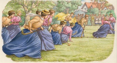 Hockey, gespielt von Frauen in langen Röcken von Pat (1907-95) Nicolle