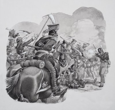 Lehké jezdectvo (kvaš na papíře) od Pat (1907-95) Nicolle