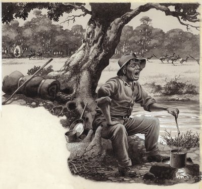 Ein fröhlicher Wanderarbeiter von Pat (1907-95) Nicolle