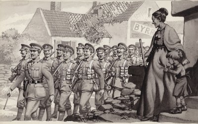 Britische Soldaten marschieren von Pat (1907-95) Nicolle