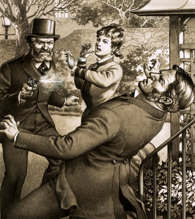 Charles Peace, der berüchtigte Einbrecher und Mörder, erschießt eines seiner Opfer von Pat (1907-95) Nicolle