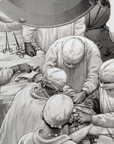 Srdeční chirurgie, jejímž průkopníkem byl profesor Christiaan Barnard (kvaš na papíře) od Pat (1907 95) Nicolle