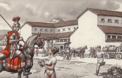 Poštovní dům v římské Británii (kvaš na papíře) od Pat (1907 95) Nicolle