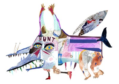 Olejové monstrum, 2011 (koláž a akvarel) od Pat Macdonald