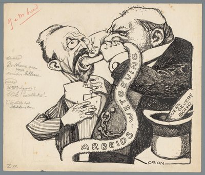 Ministr Aalberse a zaměstnavatel Čisté peří ministra Aalberse (titul na předmětu) od Patricq Kroon (signed by artist)