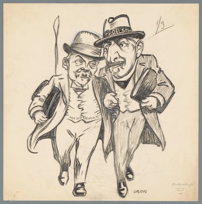 Troelstra a Kolkman Romantická láska při ústavní reformě (název na předmětu) od Patricq Kroon (signed by artist)
