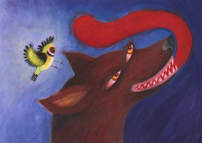 Křišťálový kohout, 2023 (akryl na papíře) od Patrizia La Porta