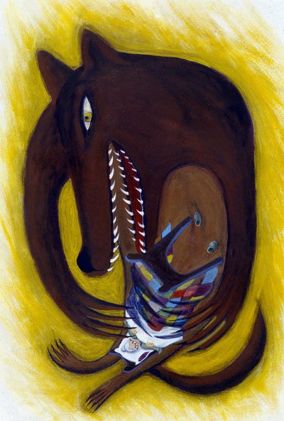 Ilustrace k Červené Karkulce: Vlk, Patrizia La Porta od Patrizia La Porta