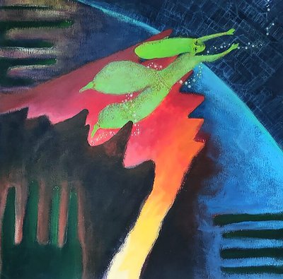 Italo Calvino, Kamenné nebe, 2025 (akryl na papíře) od Patrizia La Porta