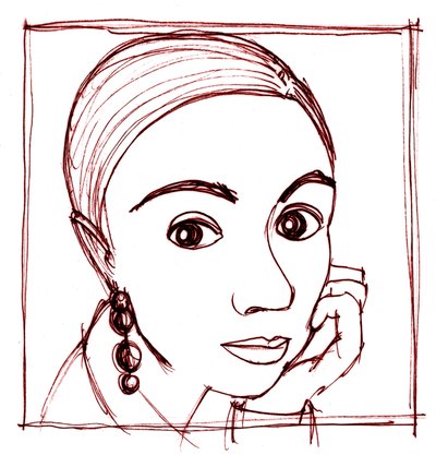 Portrét, 2018 (tuš na papíře) od Patrizia La Porta