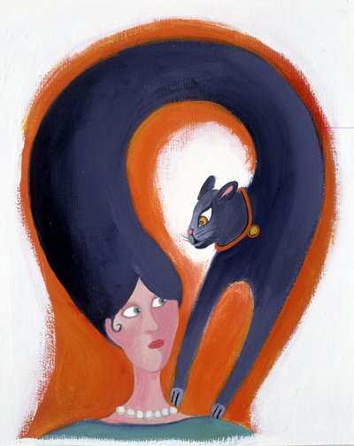 Účes ženy, která se mění v kočku - ilustrace Patrizia La Porta od Patrizia La Porta