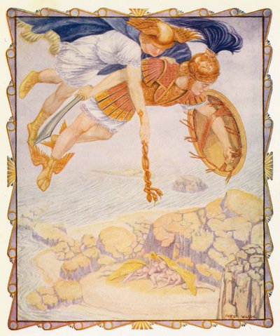 Perseus vidí Gorgony (barevná litografie) od Patten (after) Wilson