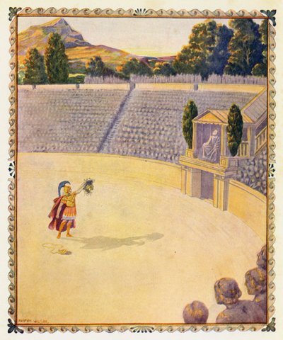 Perseus zobrazuje hlavu Gorgony (barevná litografie) od Patten (after) Wilson