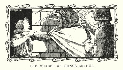 Vražda prince Artuše (litografie) od Patten (after) Wilson