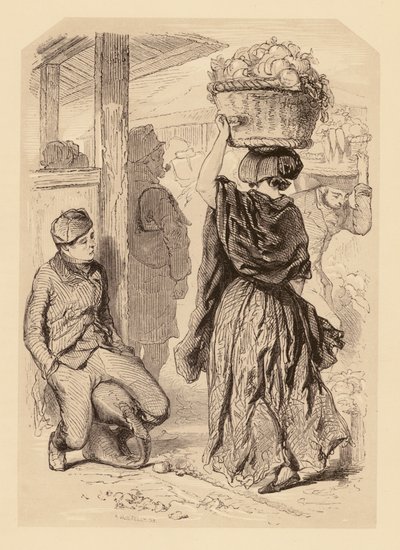 Gavarni v Londýně: Covent Garden Market (litografie) od Paul (after) Gavarni