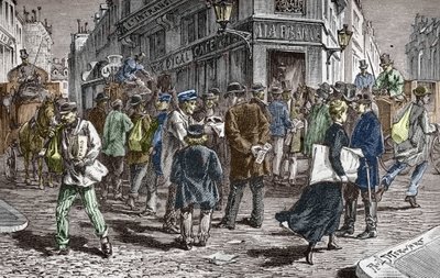 Pohled na Rue du Croissant v Paříži, sídlo mnoha novin od Paul (after) Merwart