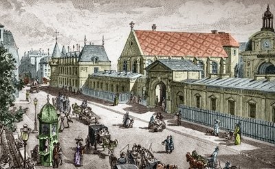 Vue du Conservatoire des Arts et metiers (Cnam) v Paříži, rue saint Martin a Paris - (Pohled na konzervatoř umění a řemesel v Paříži) Vyryl Alexis Martin od Paul (after) Merwart