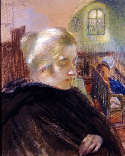 Portrét Madame Besnard (pastel na papíře) od Paul Albert (attr. to) Besnard