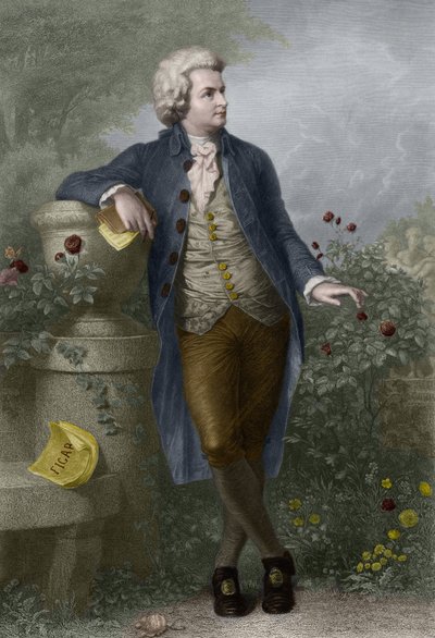 Portrét Wolfganga Amadea Mozarta (1756-1791) v Salcburku. Vyryl Paul Barfus (1823-1895). od Paul Barfus