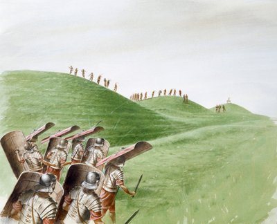 Římští vojáci v bitvě s keltskými kmeny, 1. století, c1990-2010 od Paul Birkbeck