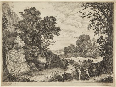 Nymfa a satyr od Paul Bril